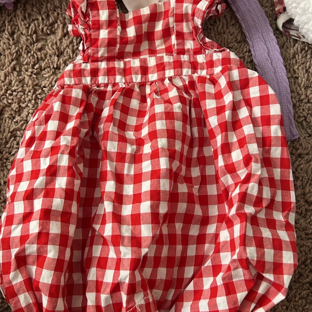 Red and White Checkered Kids One Piece
